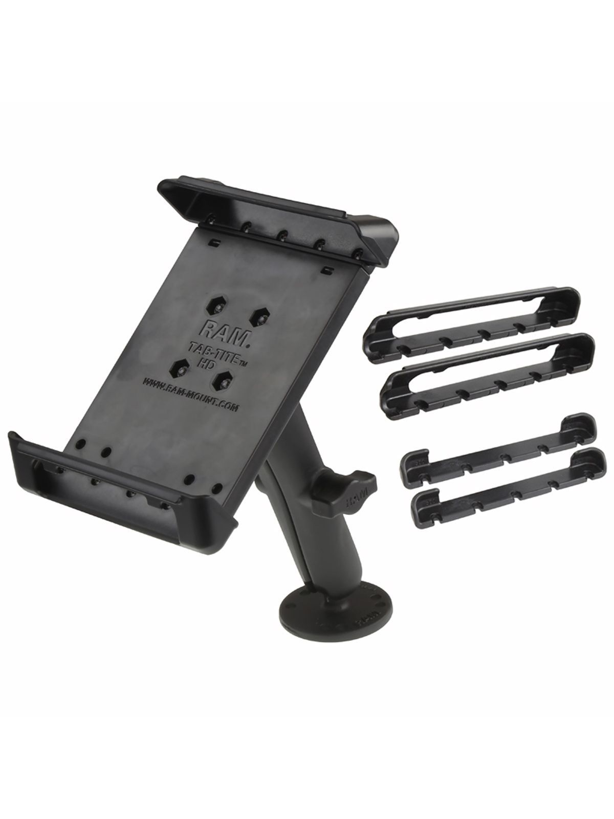 RAM Mounts Tab-Tite Aufbau-Set für bis zu 7 Zoll Tablets - B-Kugel (1 Zoll) - 2x Runde Basisplatten (AMPS) - Langer Verbindungsarm (ca. 152,4 mm)