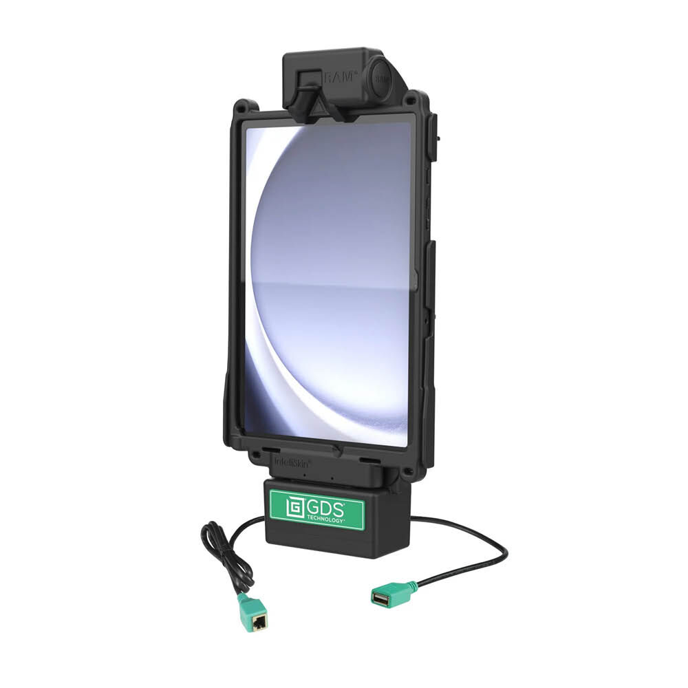 RAM Mounts GDS Tough-Dock Halteschale (Schnappverschluss) für Samsung Tab A9+ in IntelliSkin Next Gen Schutzhülle - USB-A-/PoE-Anschluss, 4-Loch AMPS