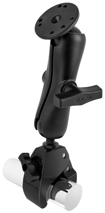 RAM Mounts Tough-Claw-Set - Tough-Claw Gross (25,4-55,9 mm) - Mittlerer Verbindungsarm (ca. 145 mm) - Runde Basisplatte (63,5 mm - AMPS) - C-Kugel (1,5 Zoll)