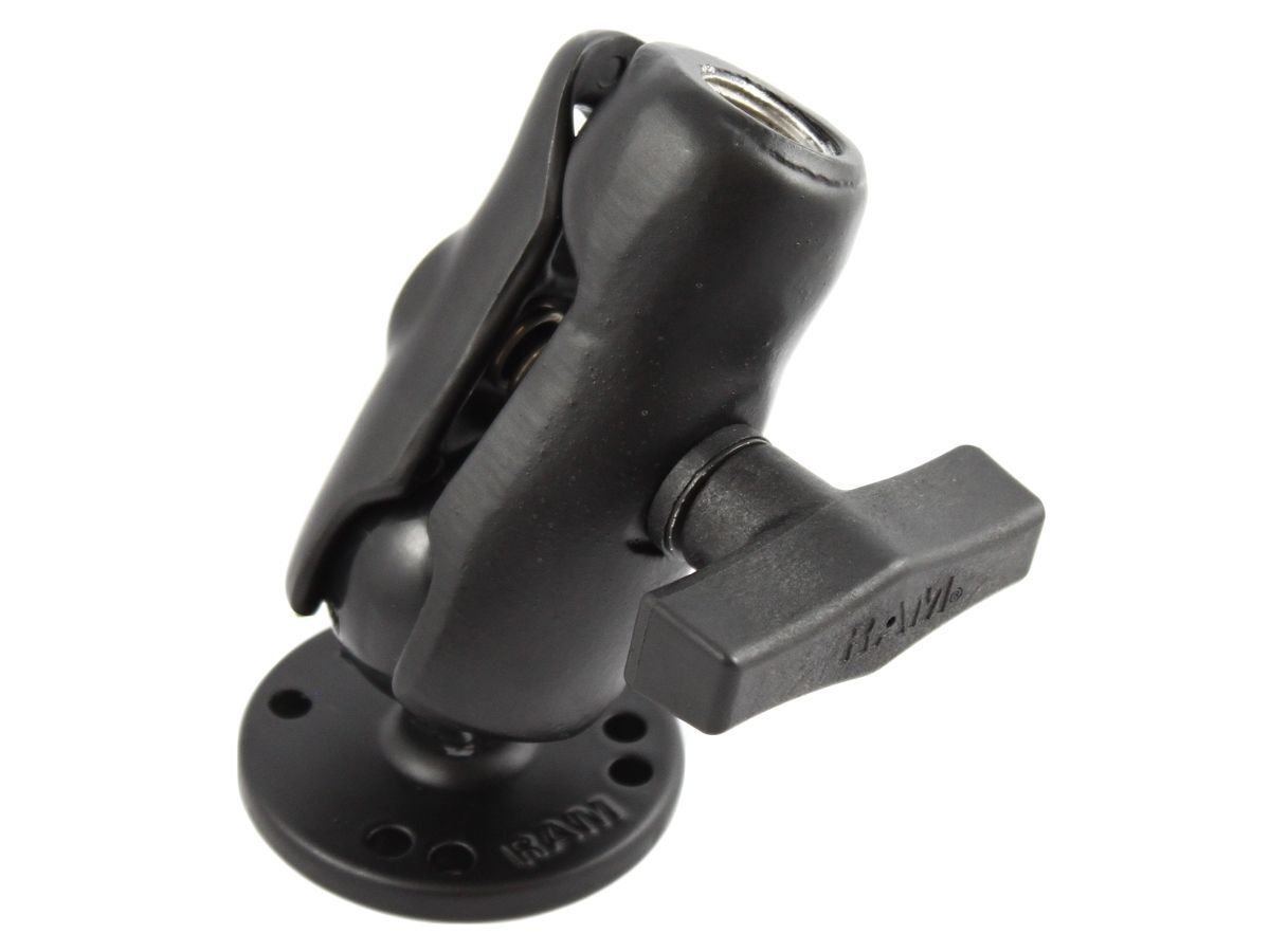 RAM Mounts Aufbau-Set - runde Basisplatte (AMPS), kurzer Verbindungsarm mit 1/2" NPT-Innengewinde, C-Kugel (1,5 Zoll), im Polybeutel