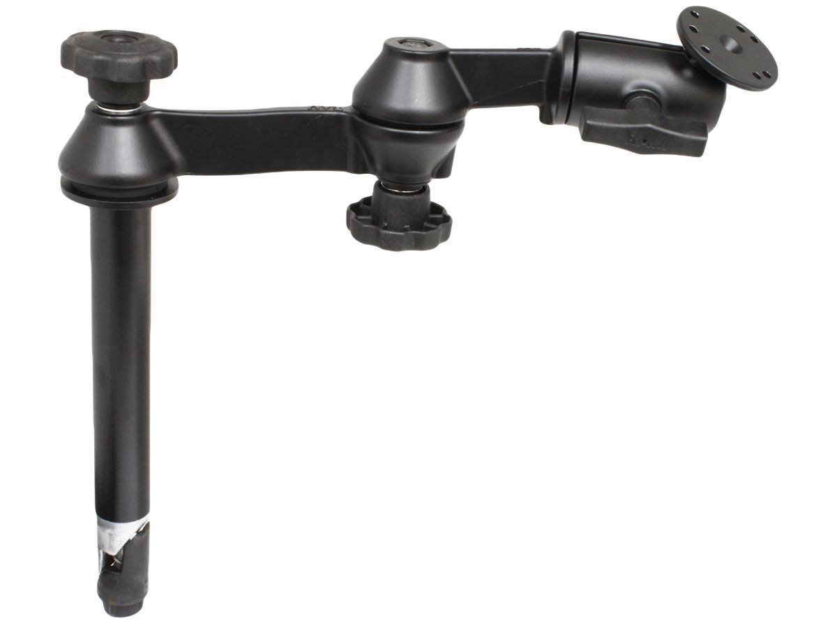 RAM Mounts Doppel-Schwenkarm mit Tele-Pole (ca. 200 mm) - Octagon-Verbindungsarm, runde Basisplatte (AMPS), C-Kugel (1,5 Zoll)