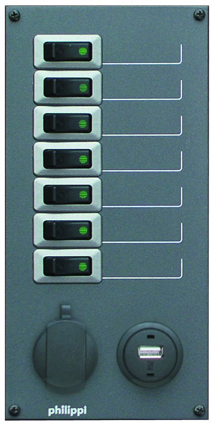 020002071_g56f3e033aeb52 Philippi STV 207 für 7 Stromkreise mit 12V Steckdose und USB 5V Ausgang