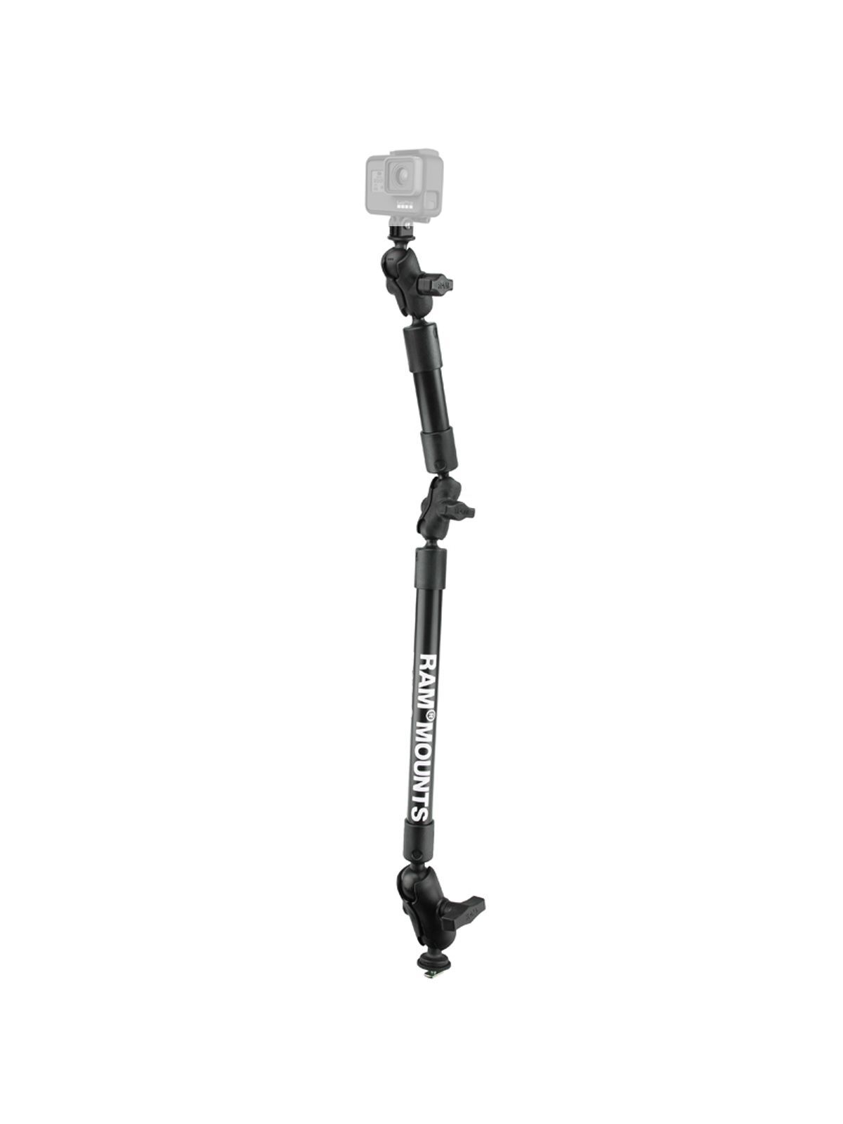 RAM Mounts GoPro-Set für Tough-Track Schienen - Set mit T-Slot, 12 Zoll Kunststoff-Stab, 4 Zoll Kunststoff-Stab, GoPro-Adapter, C-Kugel (1,5 Zoll)