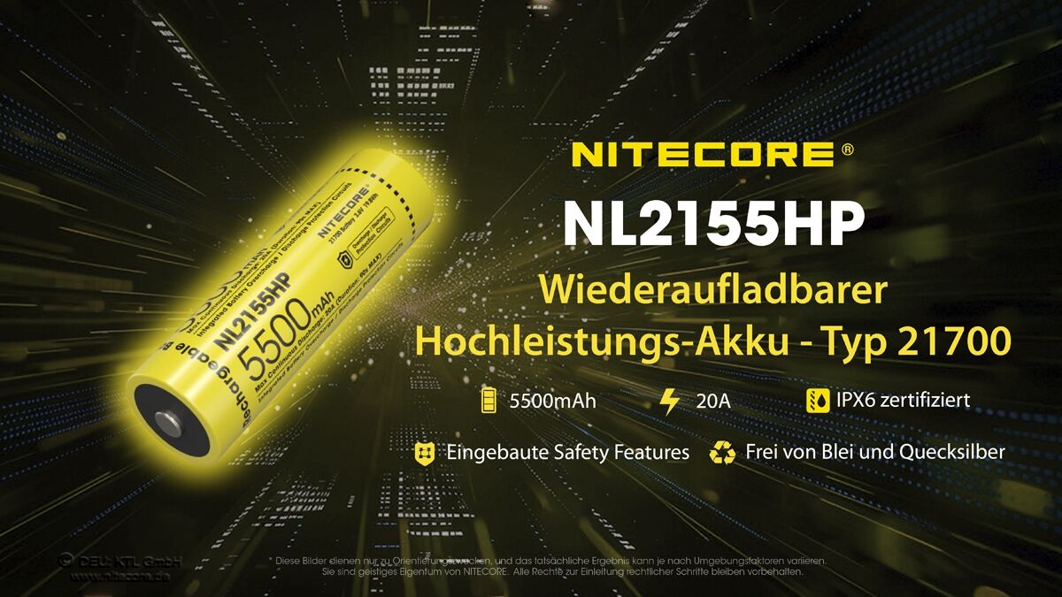 Nitecore 21700 Akku, 5500mAH, NL2155HP
