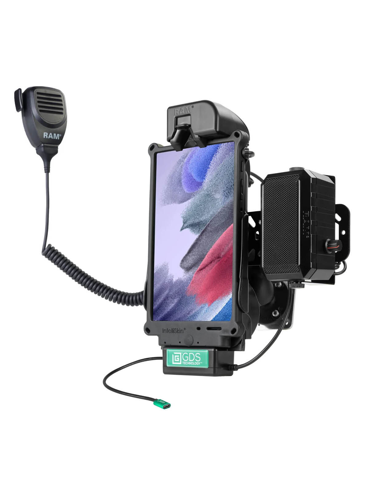 RAM Mounts GDS Fahrzeug-Ladestation für Samsung Tab A7 Lite (8.7“) & A9 in IntelliSkin Schutzhülle - USB-C & USB-A-Anschluss