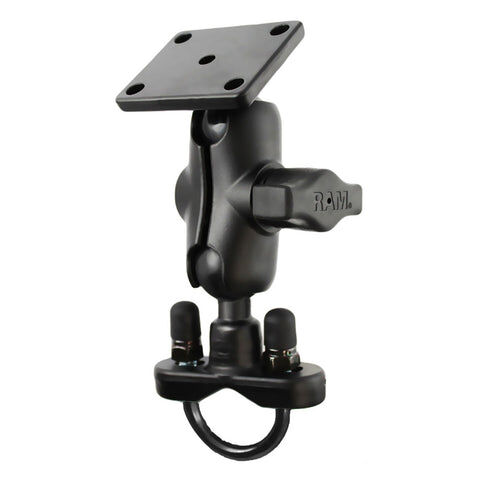 RAM Mounts Motorrad-Set für Lenker und Rundrohr - B-Kugel (1 Zoll) - 1x Rechteckige Basisplatte (AMPS) - Kurzer Verbindungsarm (ca. 61,46 mm) - 1x U-Bügel Klemmbasis (Klemmbereich 12,7 - 31,75 mm)
