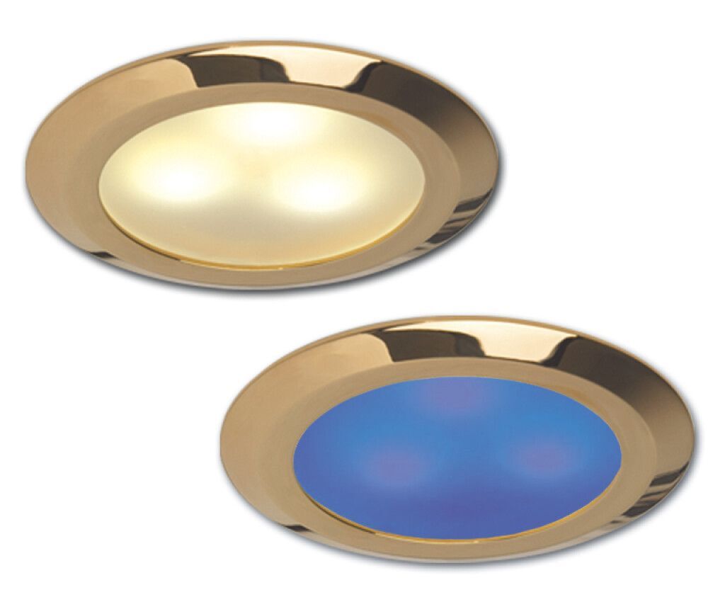 LED-Einbauleuchte EB12-3 SLAVE, gold-glanz, blau/warmw. umschaltbar, 10-30V DC, max. 3W