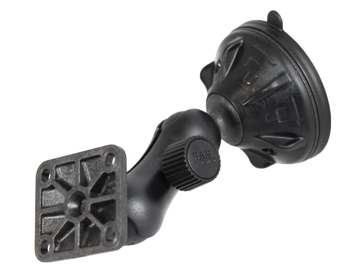 RAM Mounts Verbundstoff Saugfuss-Set - kurzer Verbindungsarm (ca. 50 mm), rechteckige Basisplatte (Trapez), B-Kugel (1 Zoll), im Polybeutel