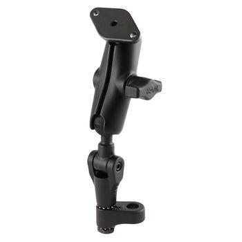 RAM Mounts Motorrad-Set - B-Kugel (1 Zoll) - 1x Diamond (Trapez) Basisplatte (AMPS) - Mittlerer Verbindungsarm (ca. 94,74 mm) - 1x Adapter für Spiegelbefestigung (Dreh- & Neigbar)
