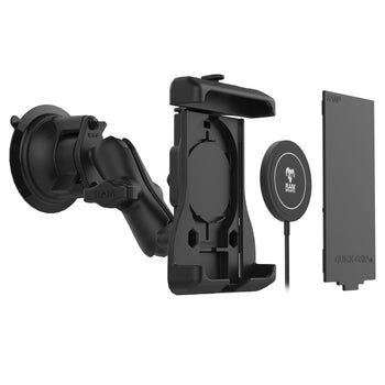 RAM Mounts Saugfuss-Halterung mit Quick-Grip Halteschale für Apple MagSafe kompatible Smartphones - B-Kugel (1 Zoll)