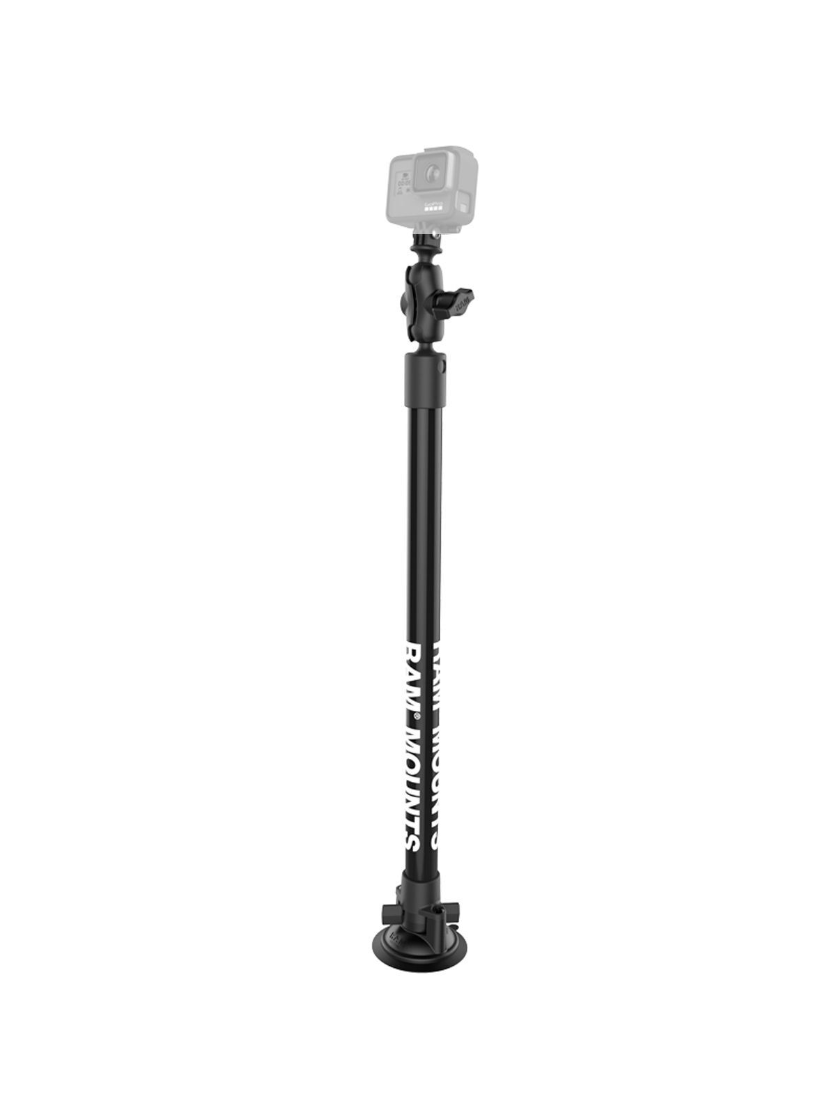 RAM Mounts Stand-Saugfuss mit GoPro-Adapter - Saugfuss, Kunststoffrohr (ca. 450 mm), kurzer Verbindungsarm, GoPro-Adapter, B-Kugel (1 Zoll)