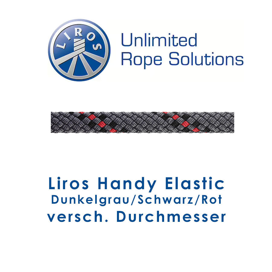 Liros Handy Elastic in Dunkelgrau/Schwarz/Rot (Preis/Meter)