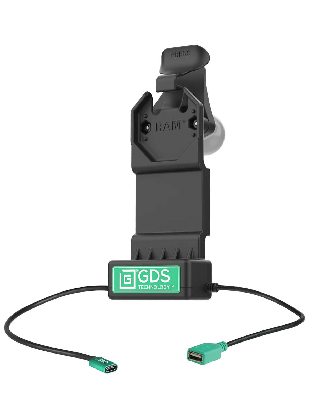 RAM Mounts GDS Uni-Conn Ladestation - 2-Lochmuster AMPS - USB-C & USB-A-Anschluss - Schrauben-Set