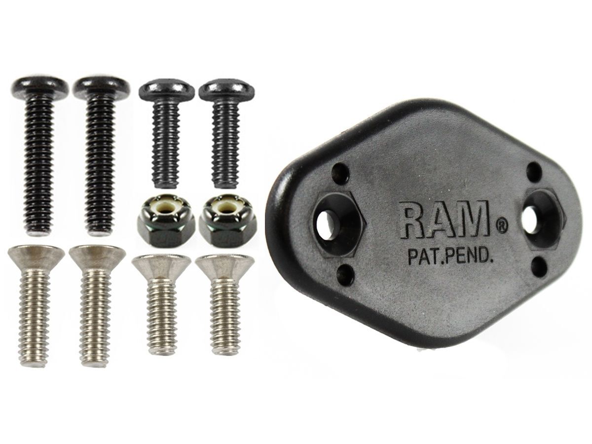 RAM Mounts EZY-Mount Quick Release Adapter (männlich), Löcher vertieft - Diamond (Trapez), Verbundstoff, Schrauben-Set, im Polybeutel
