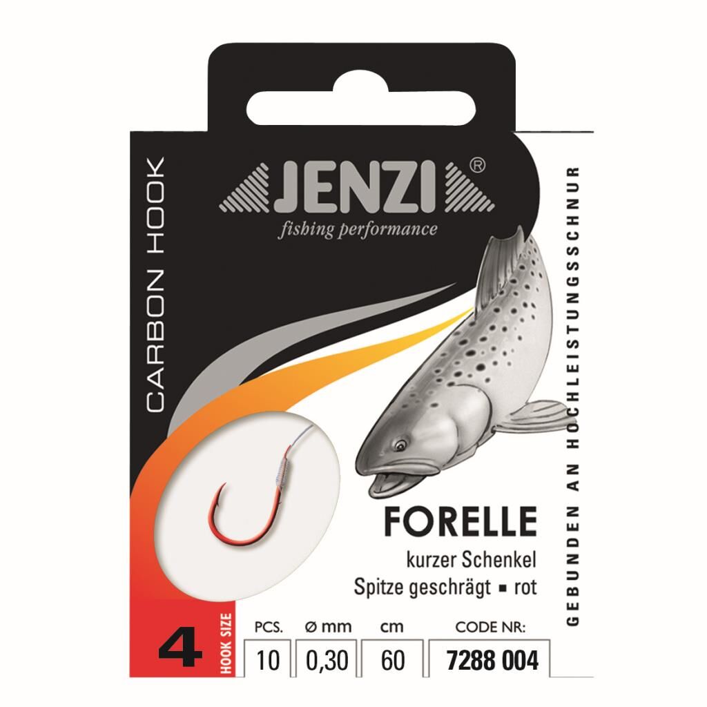 Jenzi Zielfisch-Haken, Forellenhaken, Gebunden, Größe 4, 0,30 mm, 60 cm