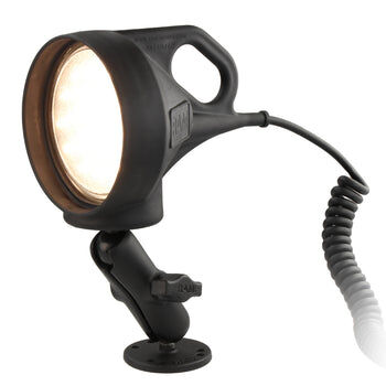 RAM Mounts Spotlight mit Aufbau-Halterung - runde Baisplatte (AMPS), mittlerer Verbindungsarm, B-Kugel (1 Zoll), gewendeltes Kabel mit Zig.-Anzünder-A