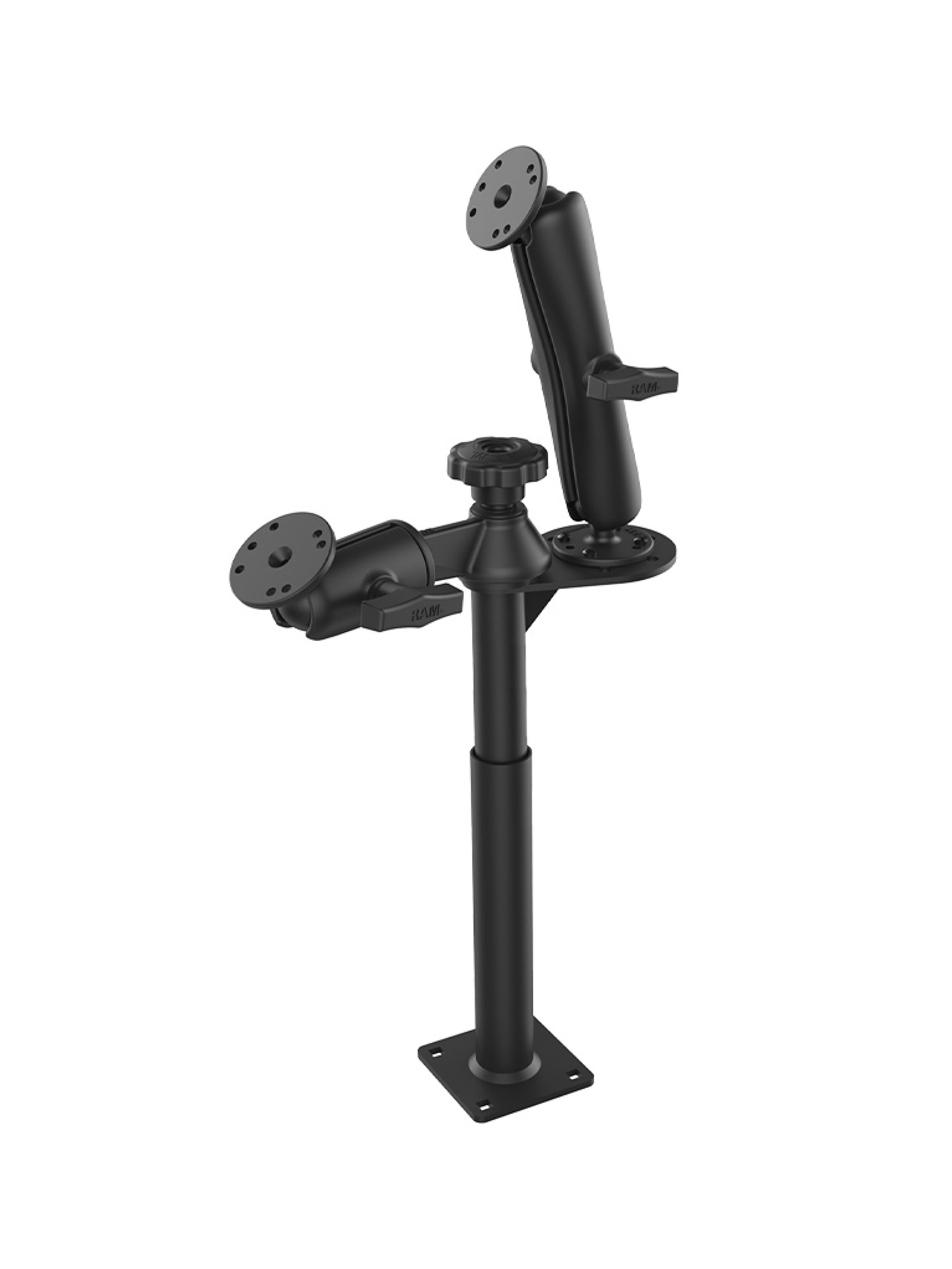 RAM Mounts Tele-Pole Standfuss (9 Zoll) mit Schwenkarm - C-Kugel (1,5 Zoll), runde Basisplatten, AMPS-Anbindung