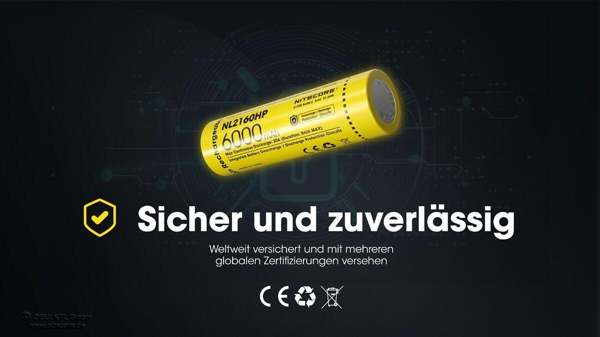 Nitecore LI-Ion Akku 21700, 6000mAH, NL2160HP