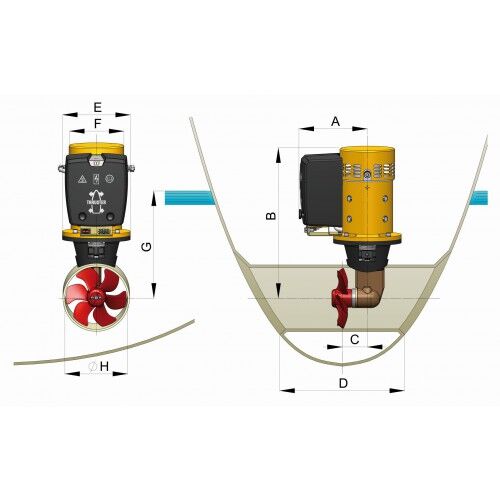 Vetus_BOW16024D_Abmessungen Vetus Bugstrahlruder BOW16024D Abmessungen