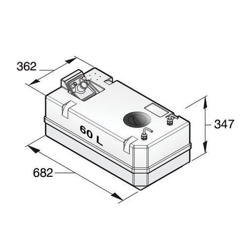 Vetus Dieseltank 60l kpl. 8mm Anschluß