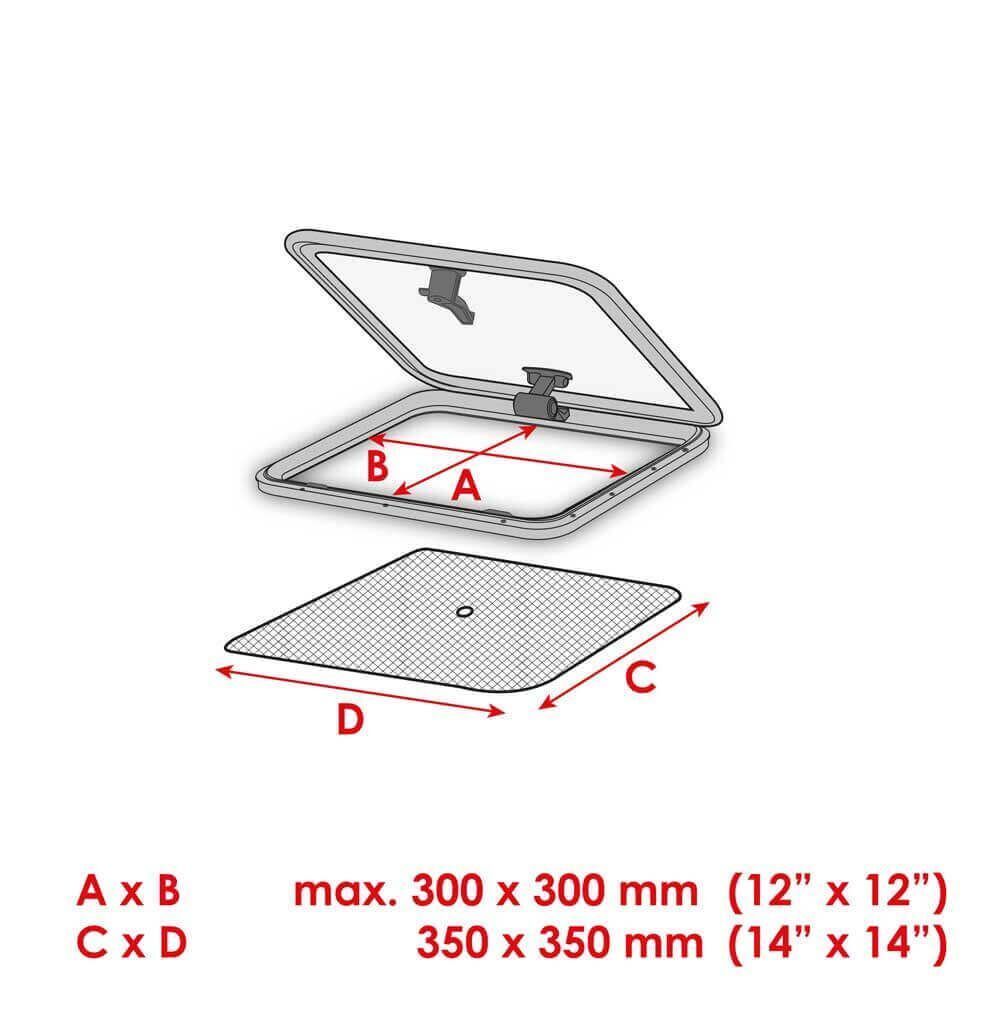 Waterline Moskitonetz für Decksluken (350x350mm)