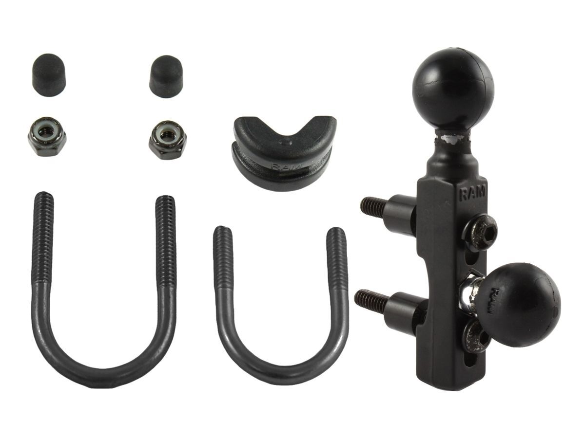 RAM Mounts Motorrad-Basisbefestigung Lenker/Bremse/Kupplung mit zusätzlicher Kugel - B-Kugel (1 Zoll), U-Bügel, Durchmesserverkleinerer