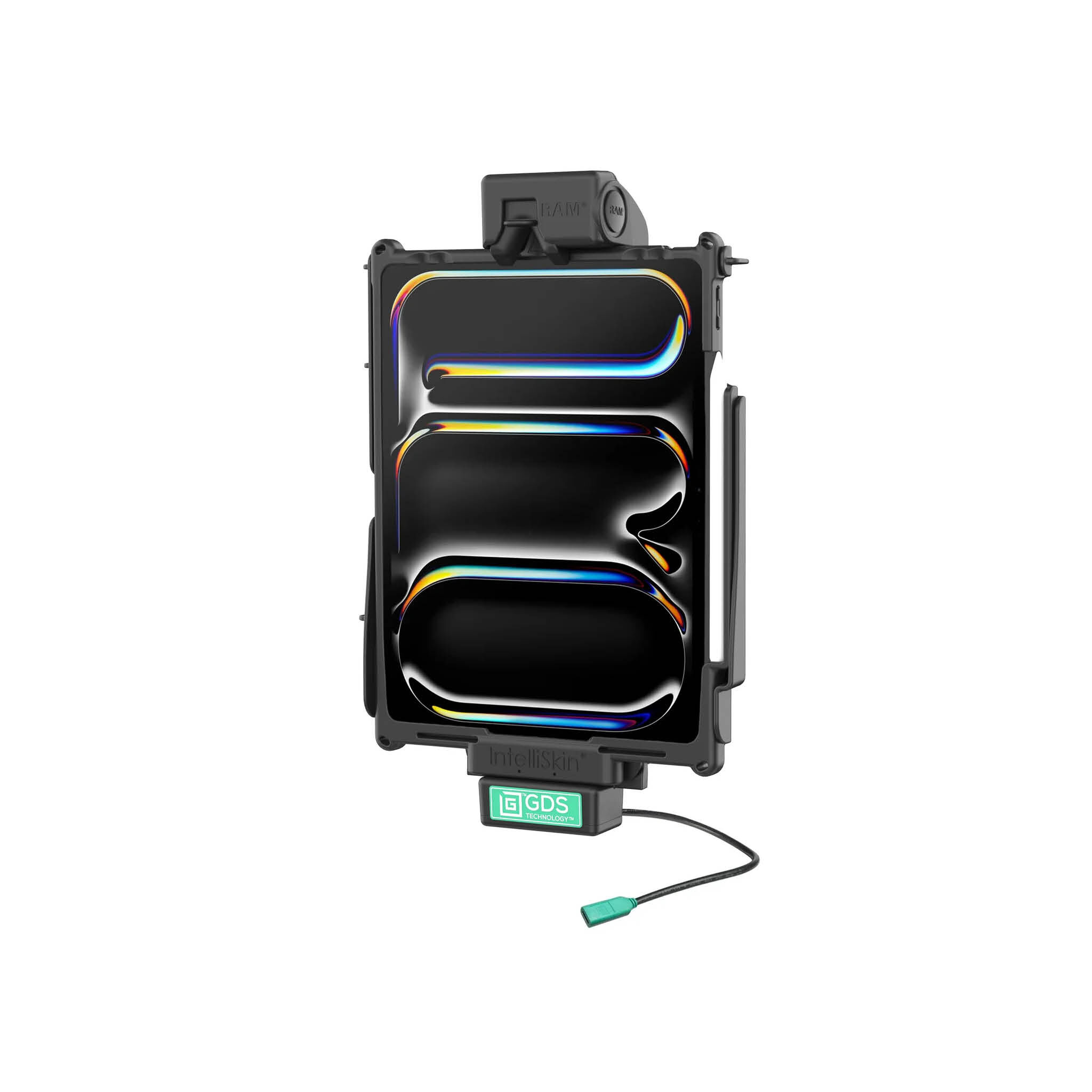 RAM Mounts GDS Tough-Dock Halteschale (Schnappverschluss) für Apple iPad Pro 12.9 (3-6 Gen.), Pro 13 & Air 13 - In IntelliSkin Next-Gen Schutzhülle - USB-C 3.1 Anschluss