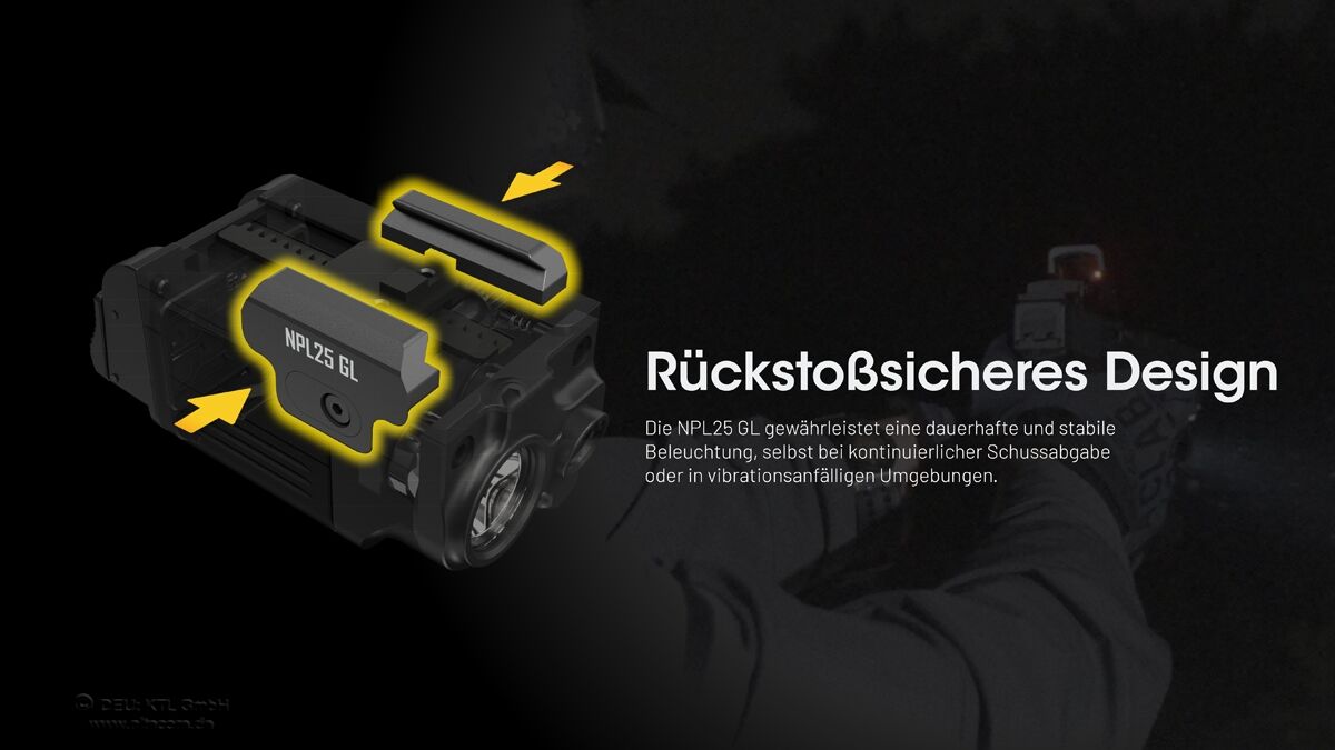 Nitecore Waffenleuchte NPL25 mit grünem Laser