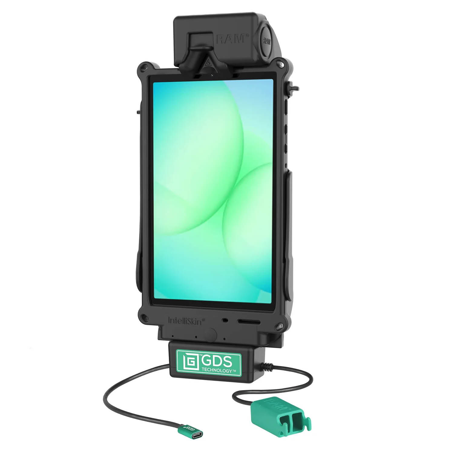 RAM Mounts GDS Tough-Dock Halteschale (Schnappverschluss) für Samsung Tab A7 Lite (8.7“) & A9 - in IntelliSkin Next Gen Schutzhülle - USB-C & Dual USB-A-Anschluss