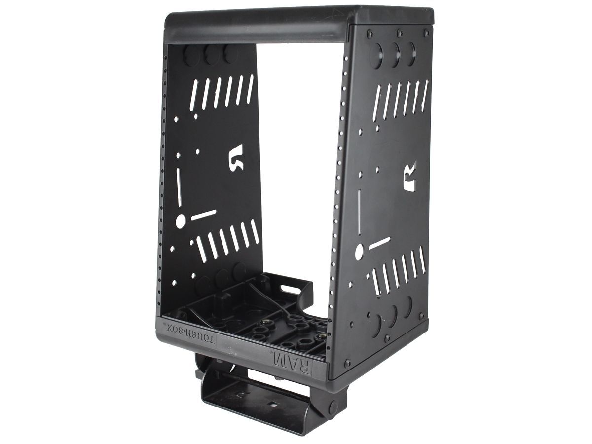 RAM Mounts Tough-Box Fahrzeugkonsole (vertikal) mit Tilt-N-Turn Kipp-Basis (45°) - Tough-Box Abmessungen (Höhe 184,2-285,8 mm, Breite 228,6 mm, Länge