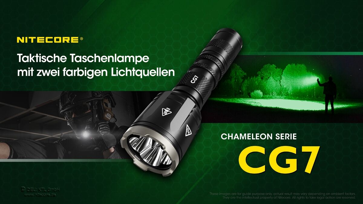 Nitecore Chameleon CG7 - 2500 Lumen Weißlicht, 540 Lumen grünes Licht