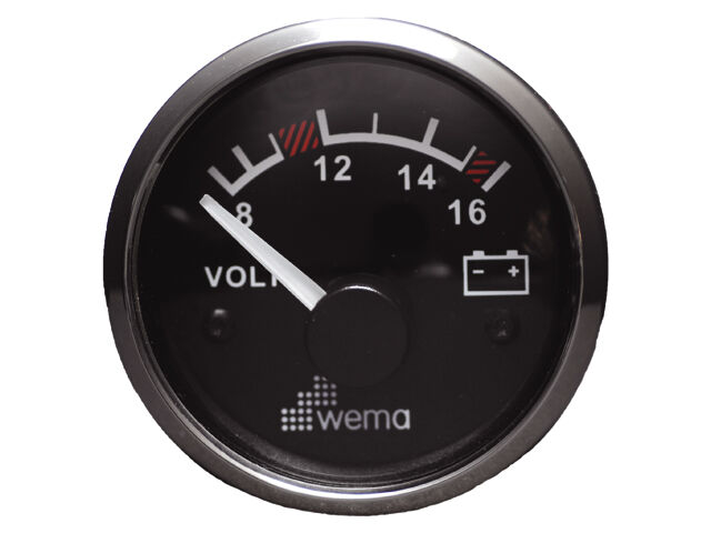 WEMA Anzeige Edelstahlring Batterie Kapazität schwarz