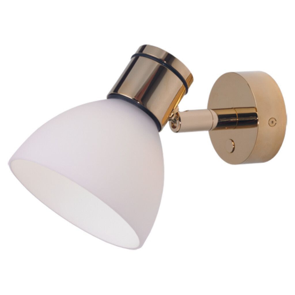 LED-Anbauleuchte R1-2, gold-glanz, warmweiß, 10-30V DC, max. 3W, Glas weiß satiniert, mit Dimmer