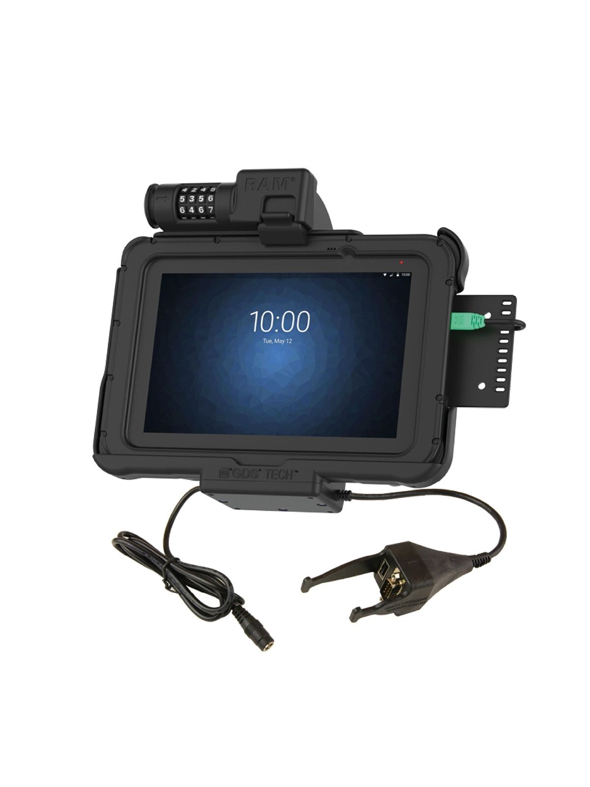 RAM Mounts Form-Fit Halteschale (Zahlenschloss) für Zebra ET5x 8.3“ & 8.4“ Serie - In Rugged Boot - 5.5mm DC & USB-A/DB-Sub-Anschluss