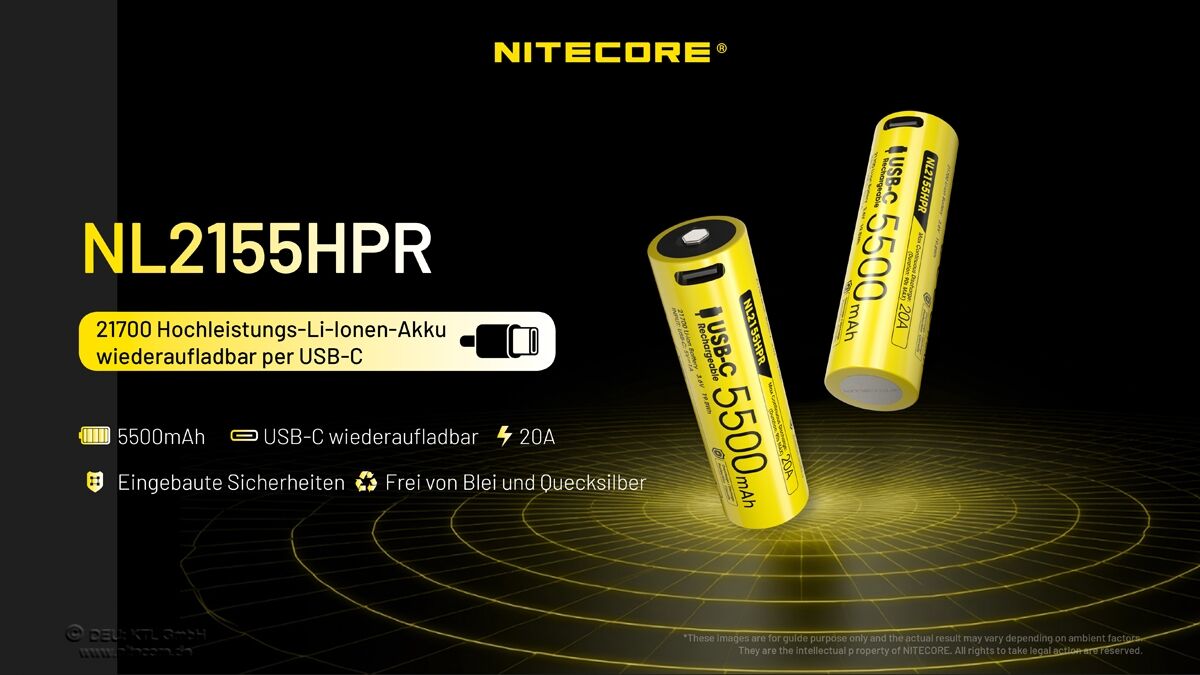 Nitecore 21700 Akku, USB-C, 5500mAH, NL2155HPR
