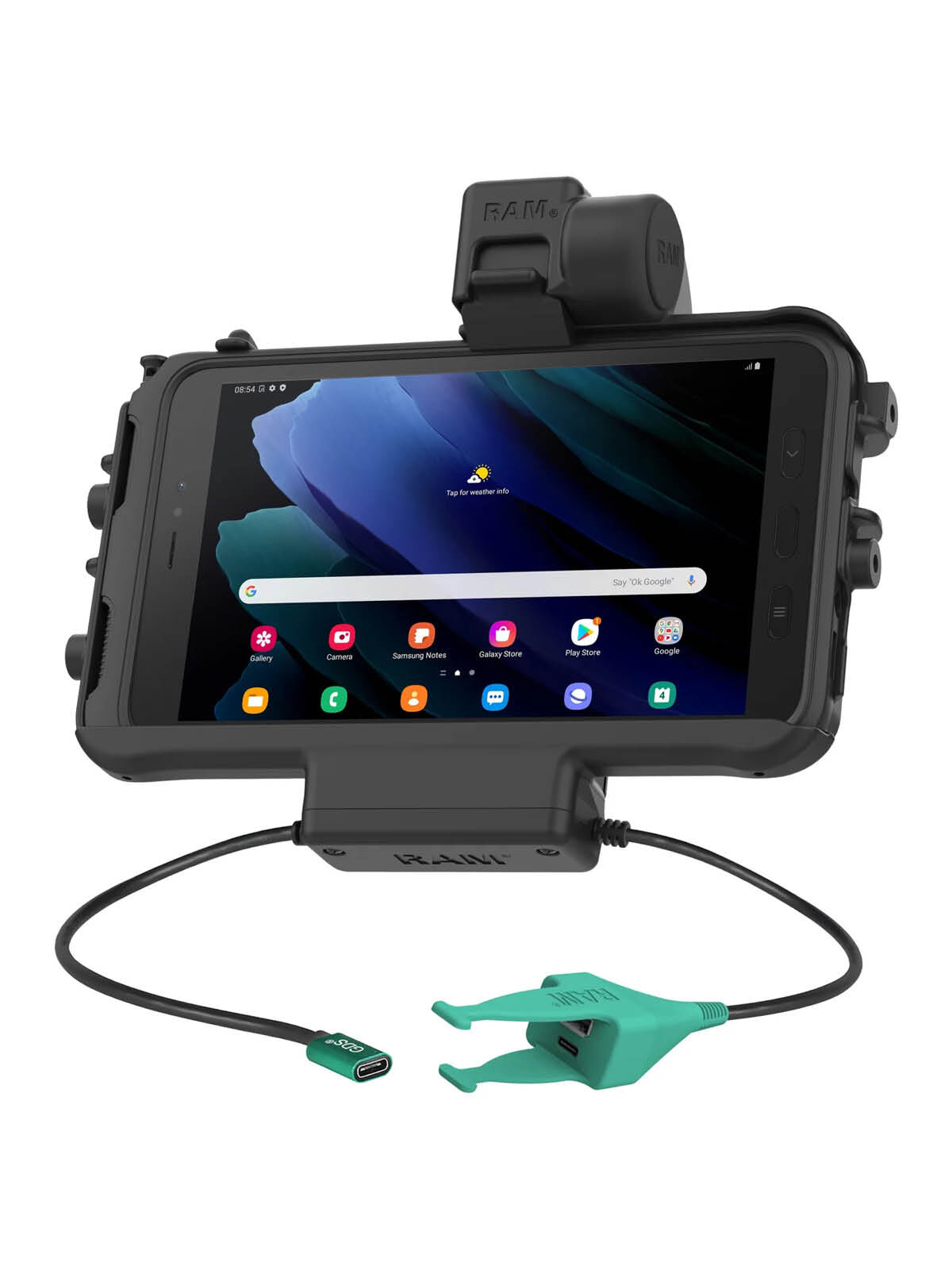 RAM Mounts Form-Fit Low Profile Halteschale (Schnappverschluss) für Samsung Tab Active3 & Active5 - In OEM/RAM Schutzhülle - USB-C & USB-C/A-Anschluss