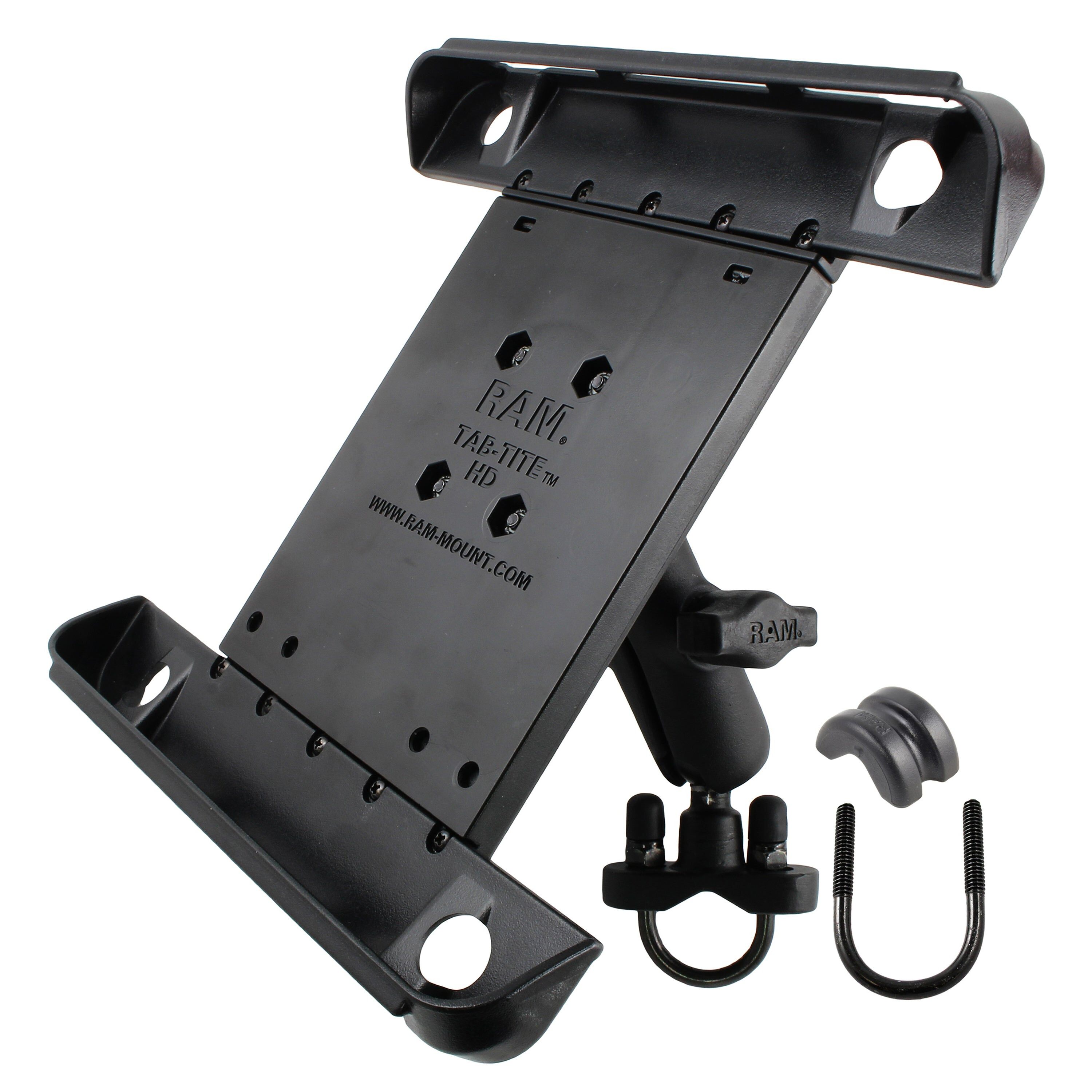 RAM Mounts Lenker-/Rohr-Halterung 10 Zoll Tablets - B-Kugel (1 Zoll), Rohr-Klemme, mittlerer Verbindungsarm, Tab-Tite Halteschale