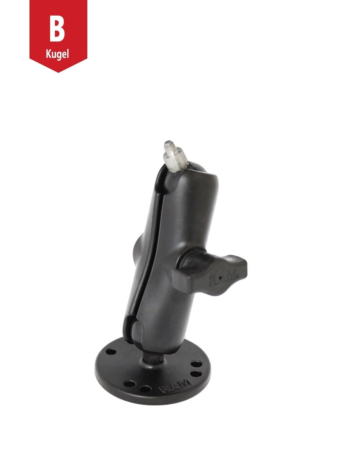RAM Mounts Aufbau-Set für Kameras - B-Kugel (1 Zoll) - Basiskugel mit 1/4“-20 Gewinde - Mittlerer Verbindungsarm (ca. 94,74 mm) - Runde Basisplatte (AMPS)