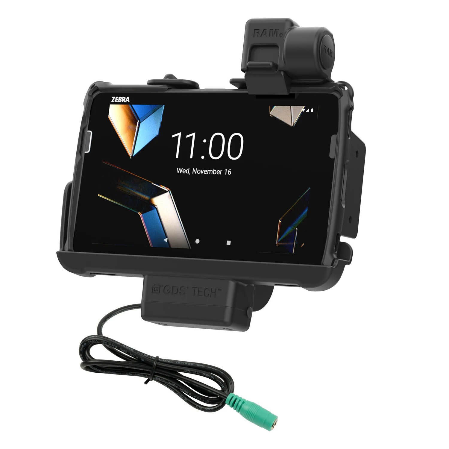 RAM Mounts Form-Fit Halteschale (Schnappverschluss) für Zebra ET40 & ET45 (8“) Tablets - In Rugged Boot - 5.5mm DC-Anschluss