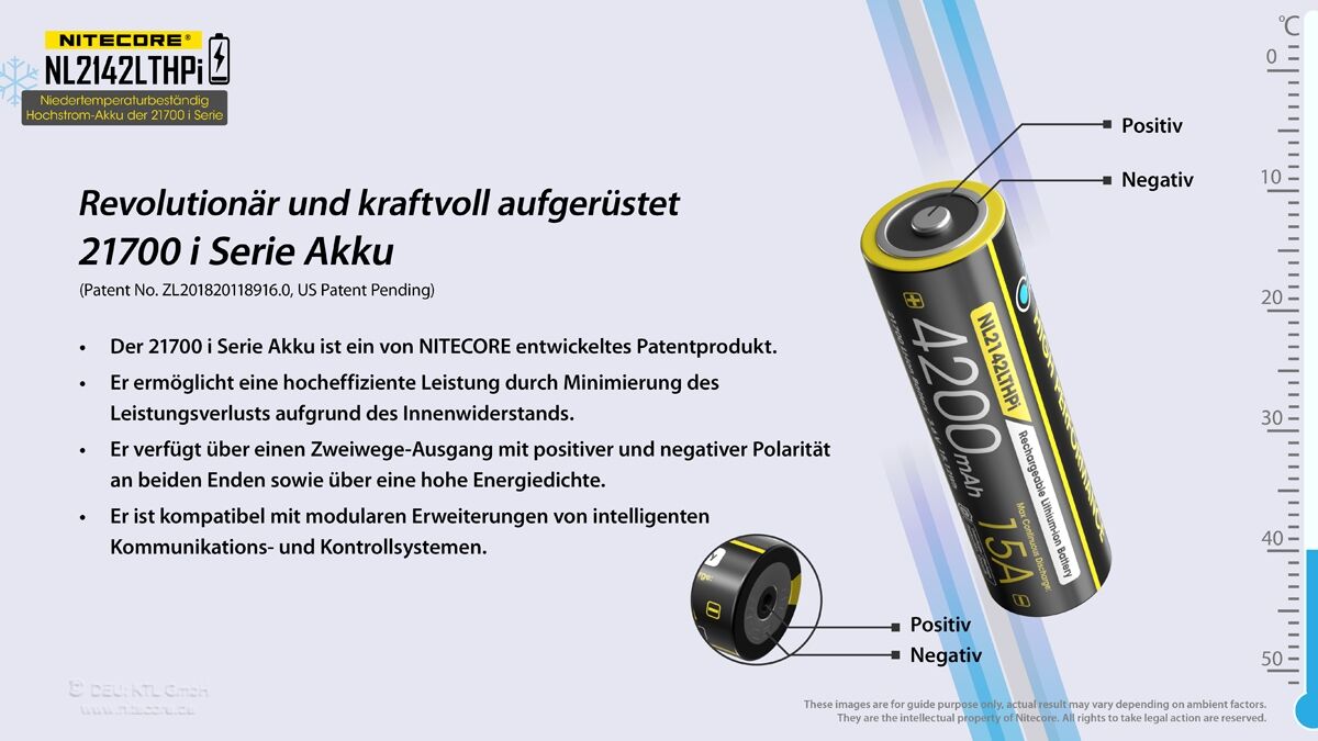Nitecore Li-Ion Akku Typ 21700 - 4200mAh LTHPi, Low Temperature
