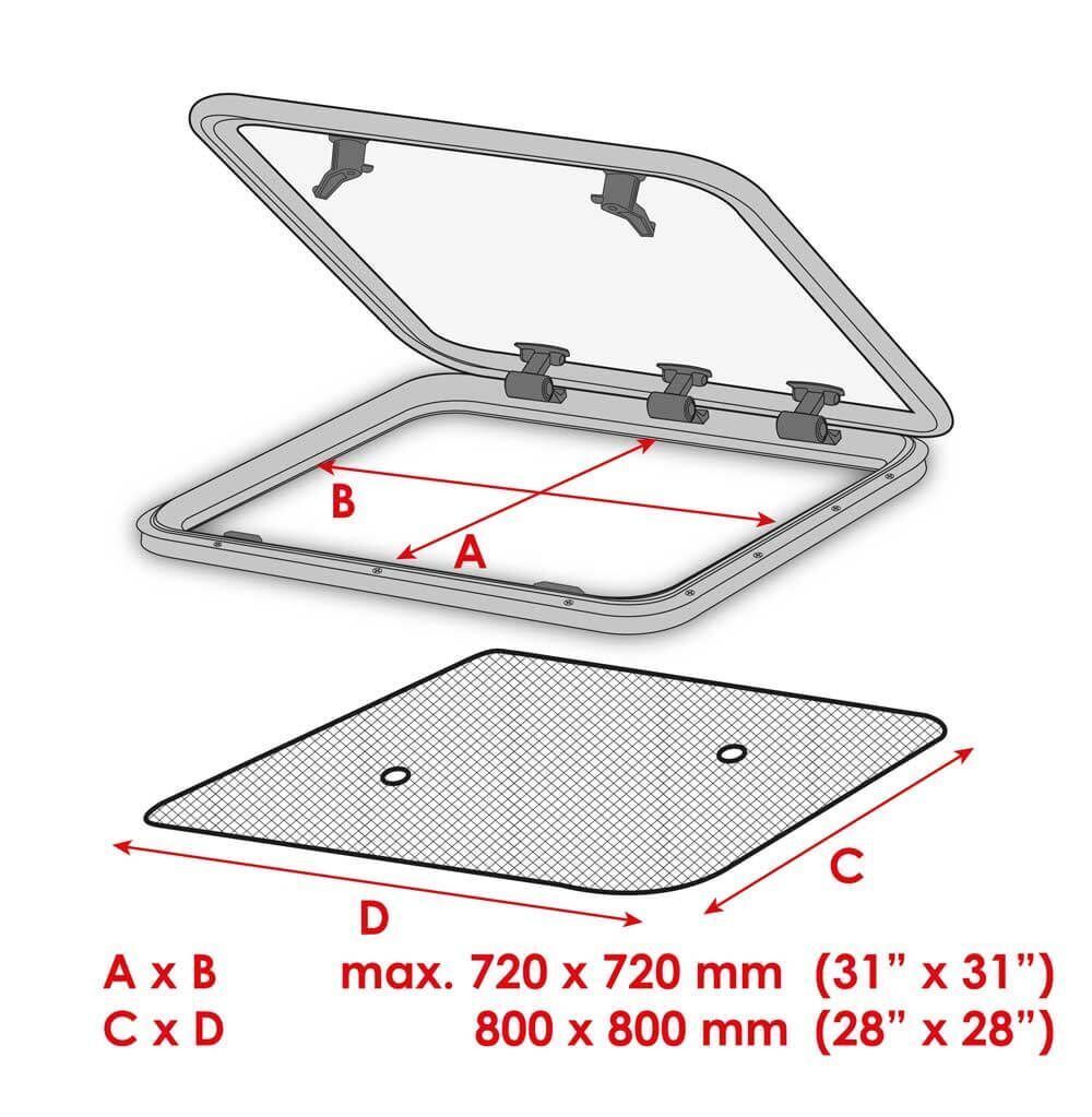 Waterline Moskitonetz für Decksluken (800x800mm)