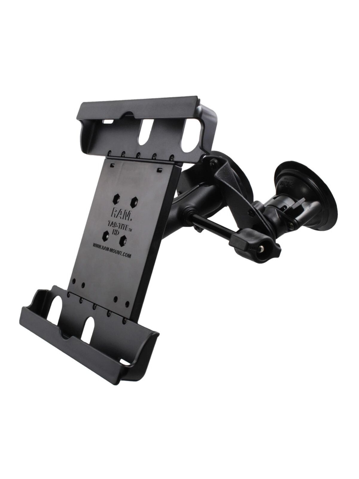 RAM Mounts Doppel-Saugfuss-Halterung für 9 Zoll Tablets inkl. Schutzhüllen/-gehäusen - B-Kugel (1 Zoll), Tab-Tite Halteschale, mittlerer Verbindungsarm, ideal für gewölbte Oberflächen