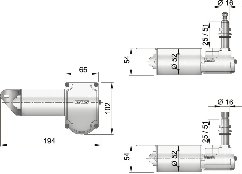 Vetus RW08A Scheibenwischermotor 12V, 2 Geschwindigkeiten