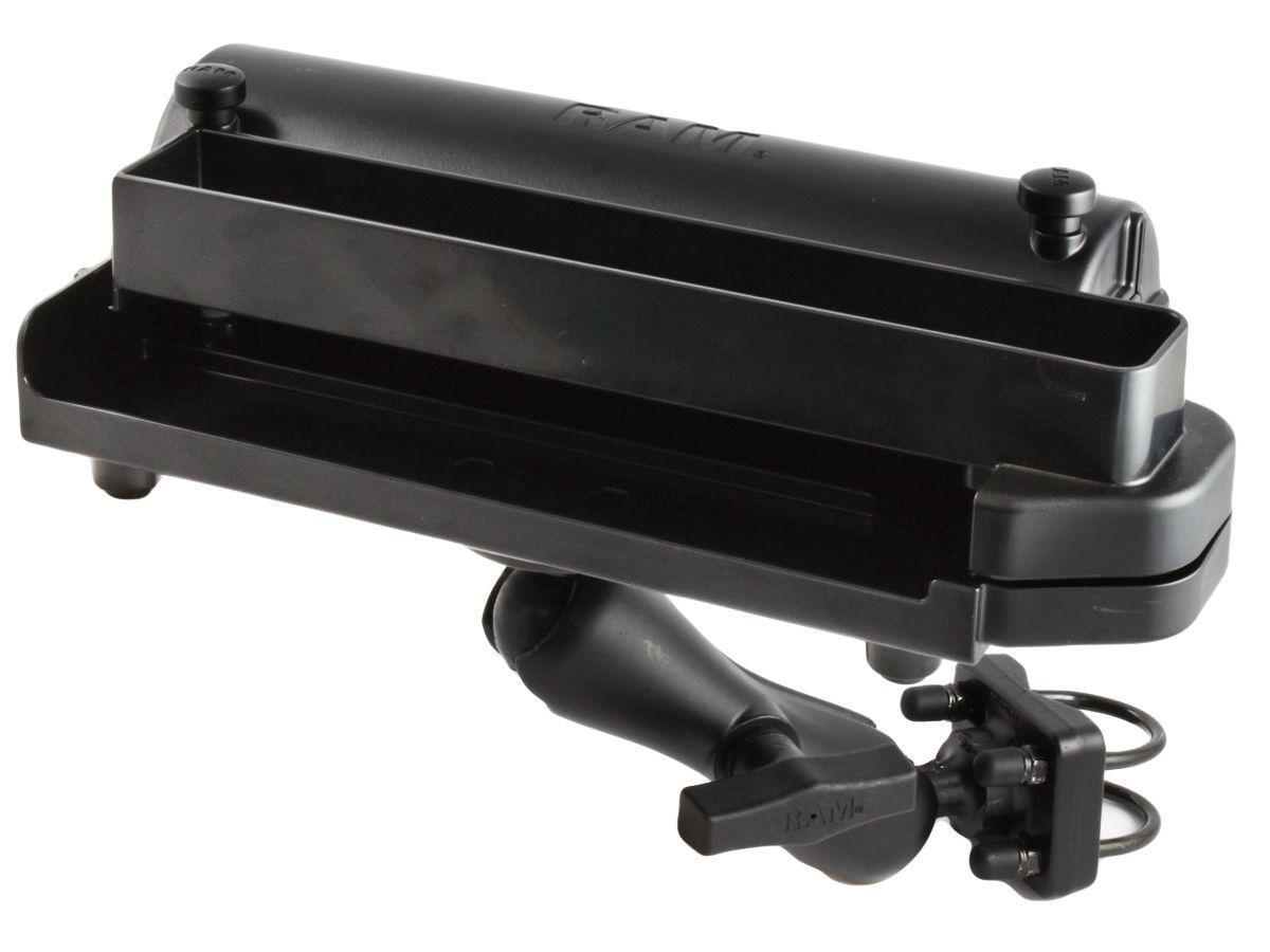 RAM Mounts Drucker-Rohrhalterung für Brother PocketJet 7 / 6/6 Plus / 673 - Doppel-Klemmschelle, mittlerer Verbindungsarm, runde Basisplatte (AMPS), C