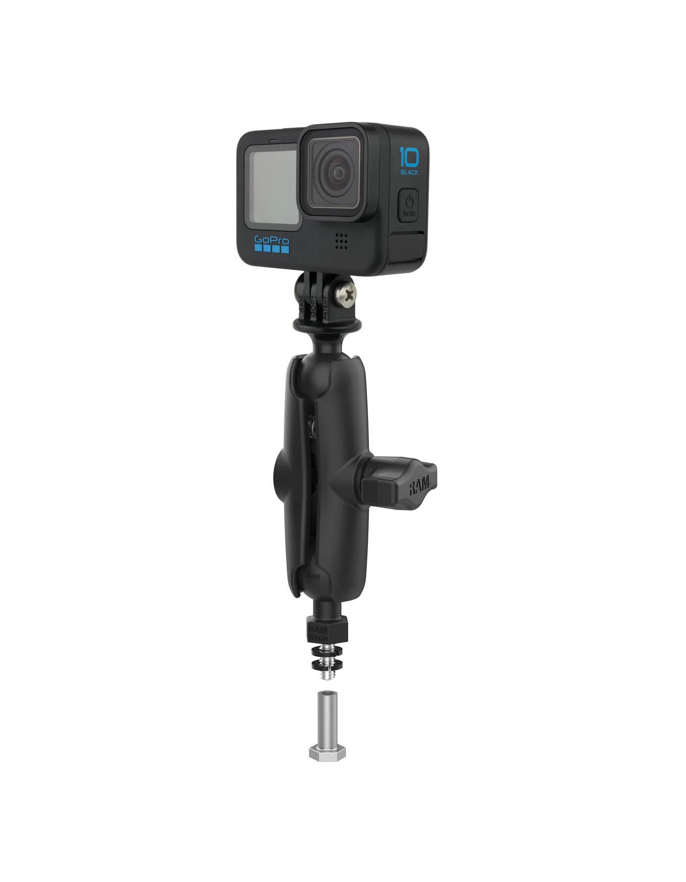 RAM Mounts Kamera-Halterung mit Tough-Ball 1/4-28x0,25 Zoll Gewindestift - B-Kugel (1 Zoll), mittlerer Verbindungsarm