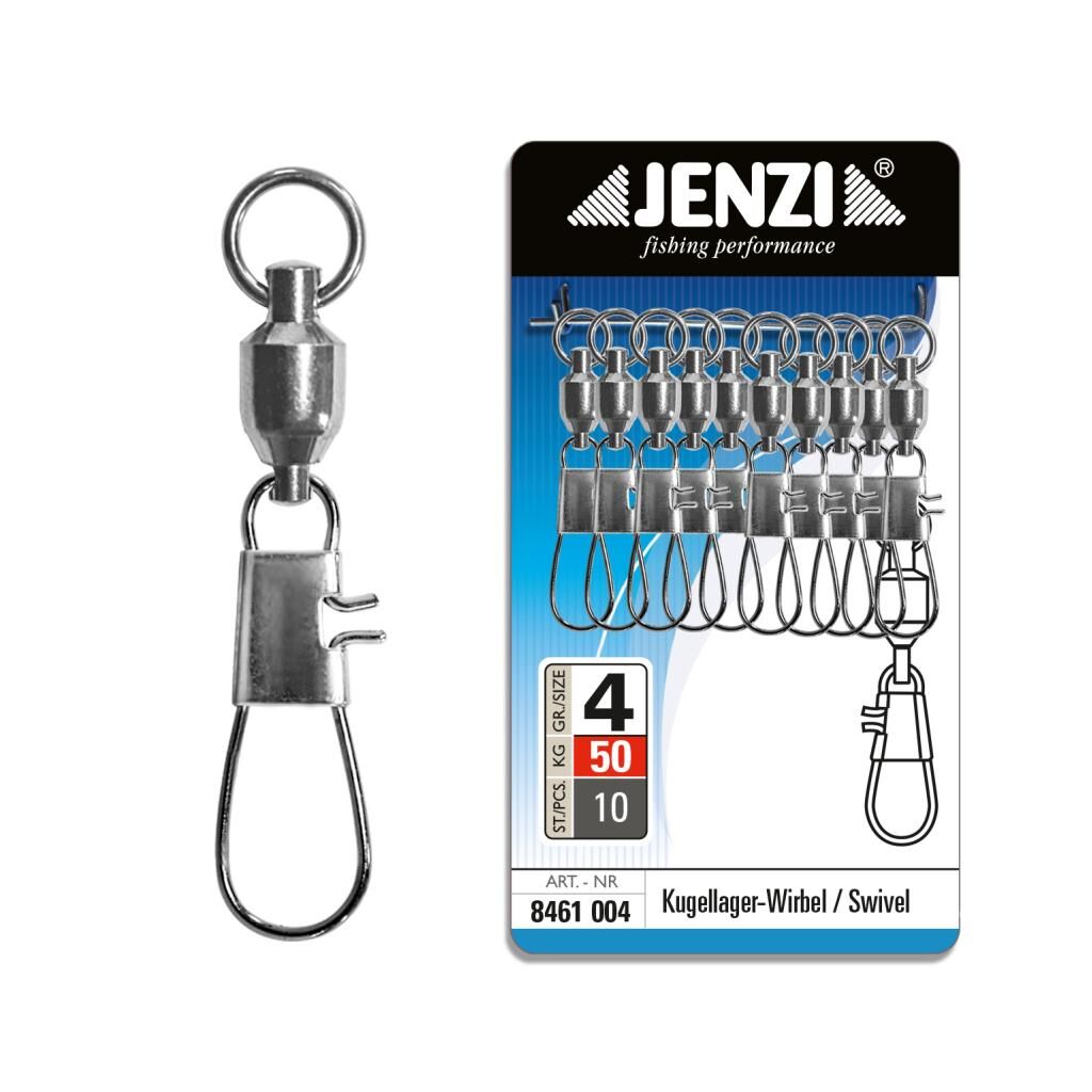 Jenzi Salzwasser-Karabiner-Wirbel, Kugellager, verlötete Springringe, Größe: 4, 20 kg