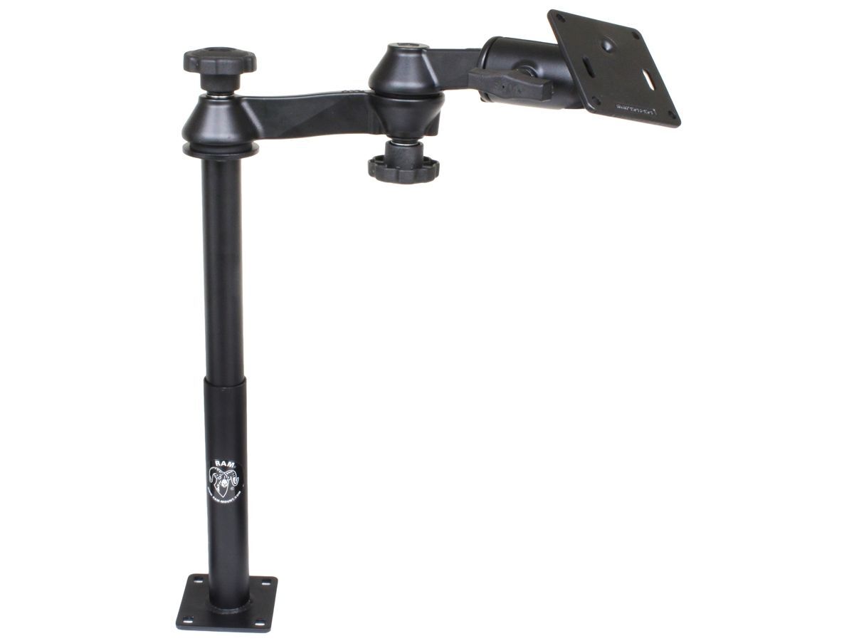 RAM Mounts Doppel-Schwenkarm mit Tele-Pole (ca. 300 mm) und Basis (ca. 225 mm) - Octagon-Verbindungsarm, VESA-Platte (75 x75 mm Lochraster), C-Kugel (