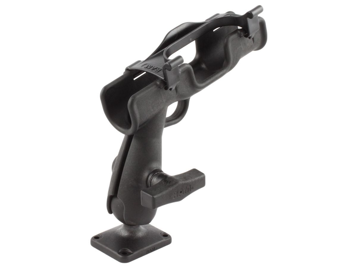 RAM Mounts Rod 2007 Jr. Verbundstoff-Angelrutenhalterung - rechteckige Basisplatte, Verbindungsarm mit Octagon-Sockel, Angelrutenhalter, C-Kugel (1,5
