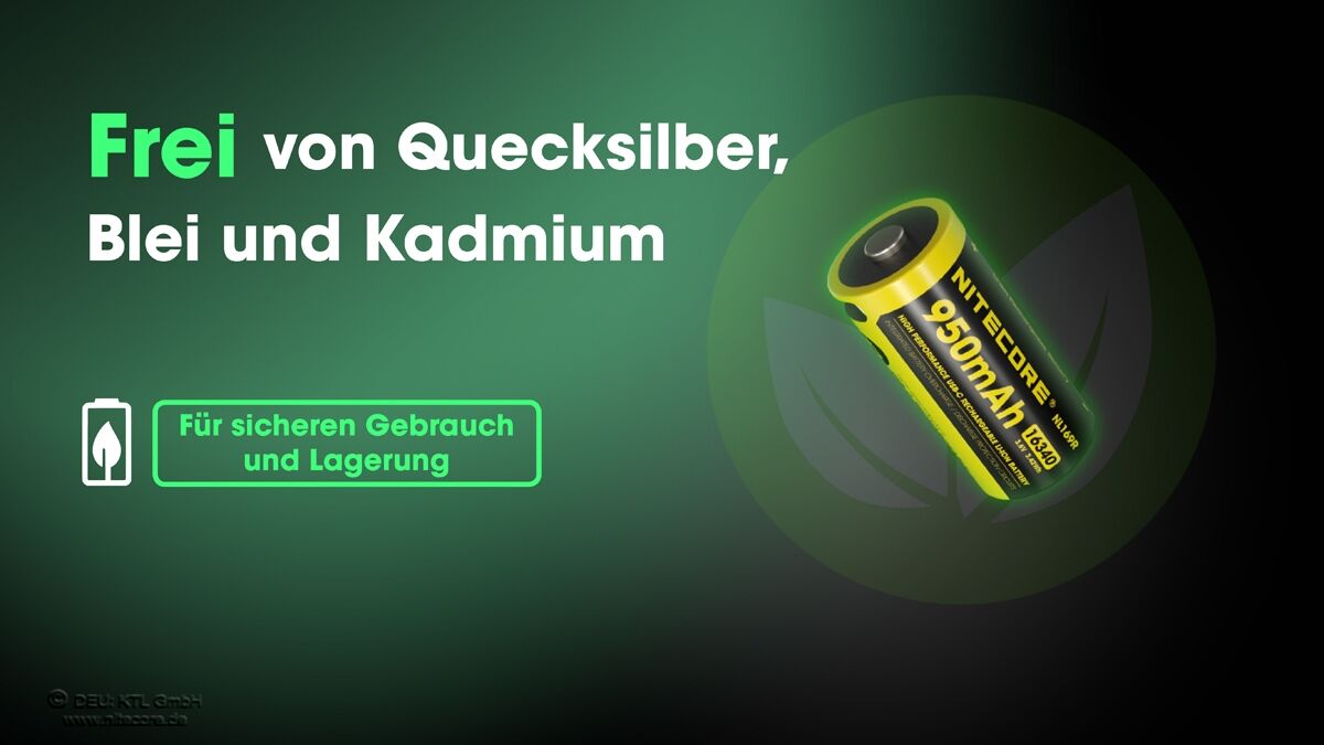 Nitecore Li-Ion Akku 16340, 950mAh, USB-C - NL169R