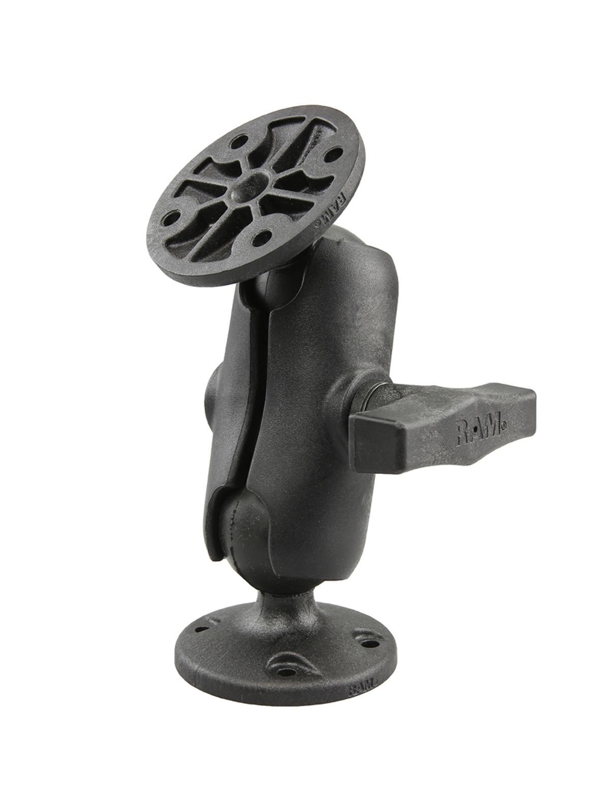 RAM Mounts Verbundstoff Aufbau-Set - 2x runde Basisplatte, kurzer Verbindungsarm, C-Kugel (1,5 Zoll), im Polybeutel